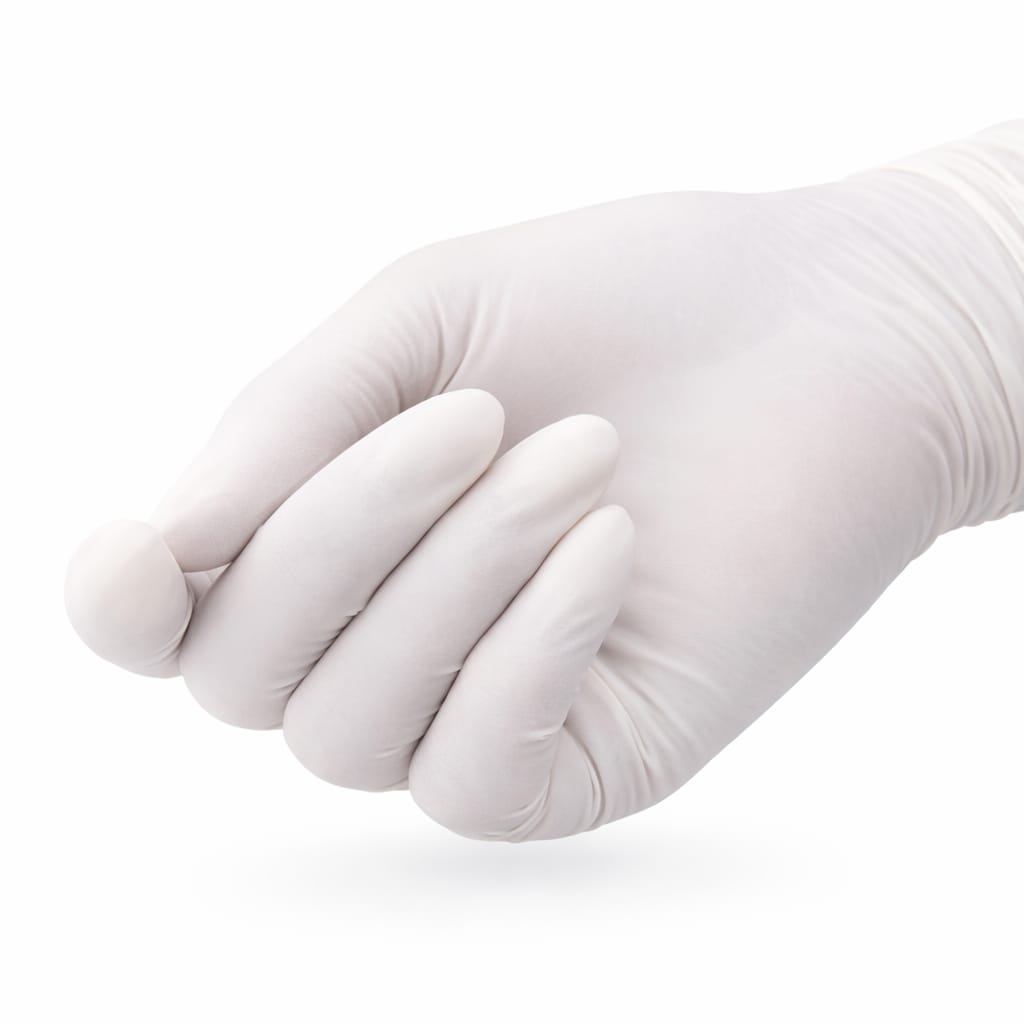 Premium Powdered Latex Gloves, High Elasticity & Comfortable Fit (White) 100 pieces pack