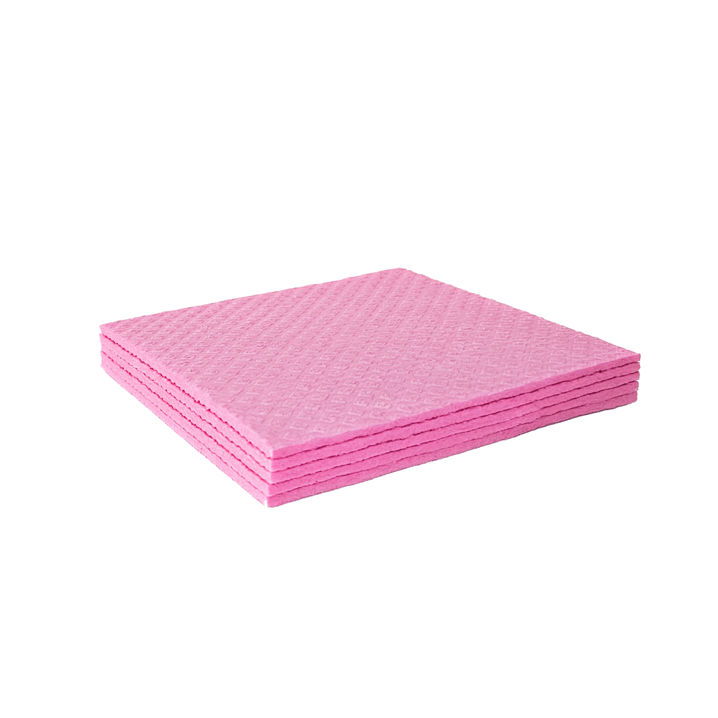 Stack of pink cloth pieces on a transparent background
