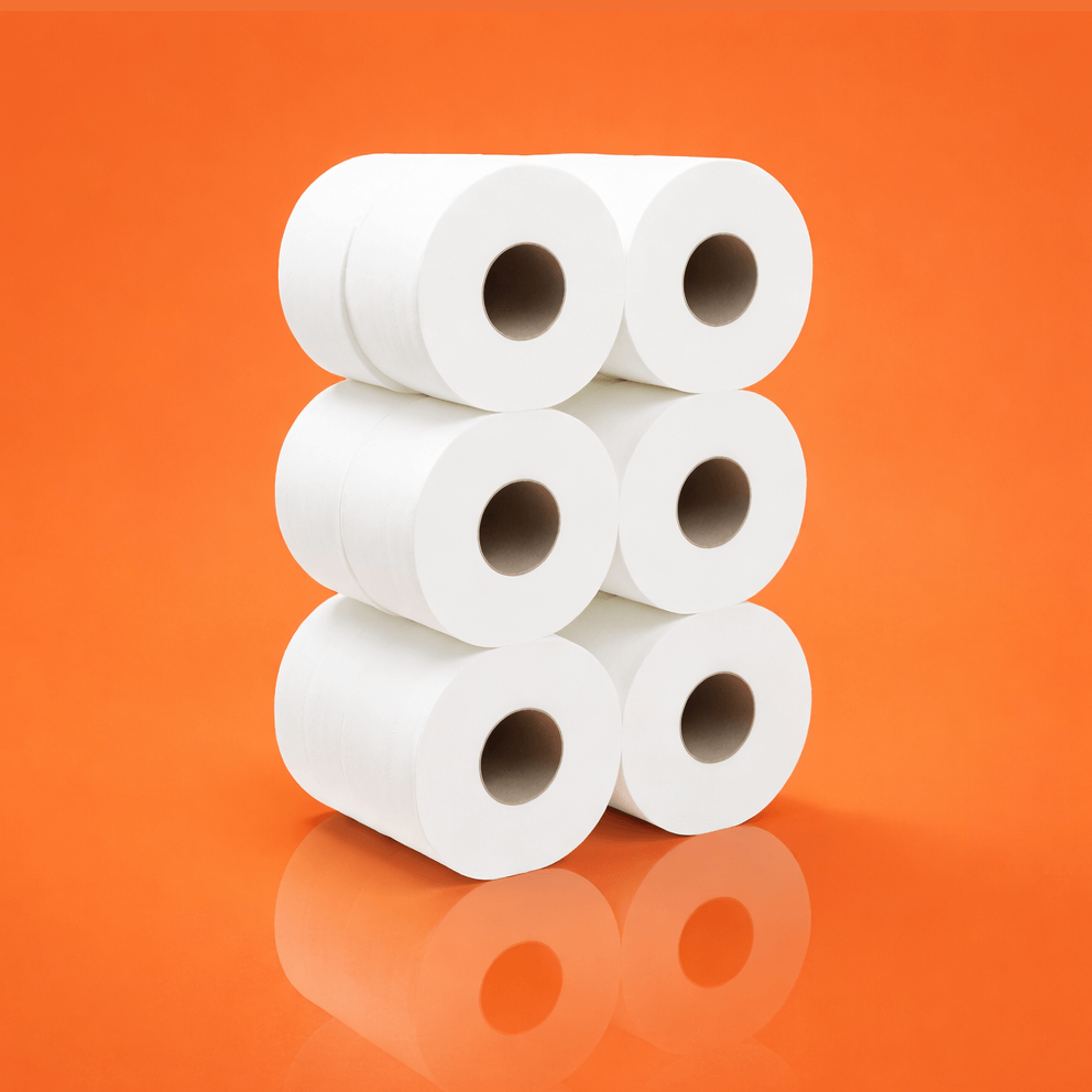 toilet roll on an orange background