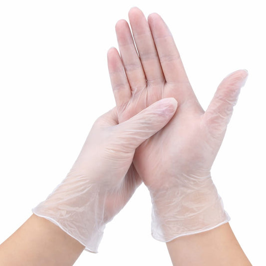 Premium Powdered Vinyl Gloves, Food Safe & Multi-Purpose (Clear) 100 pieces pack