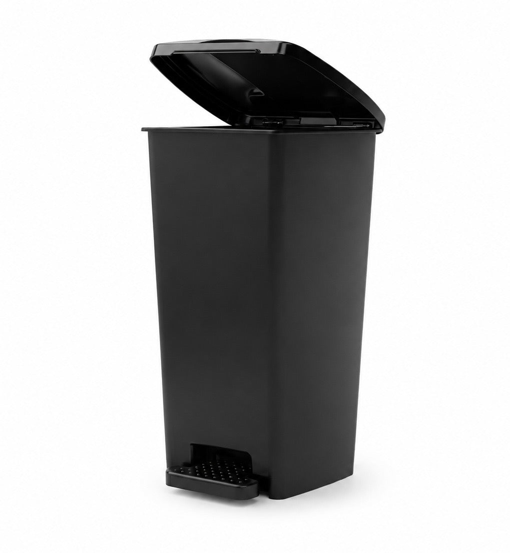 50L Pedal Trash Bin – Durable Plastic Waste Bin with Foot Pedal & Flip Lid – Black