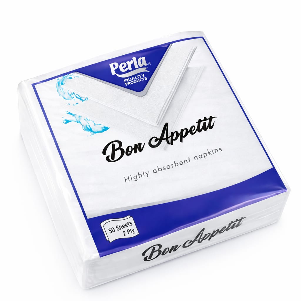 Perla Bon Appetit 2-Ply Paper Napkins – 50 Napkins (40×50 cm)