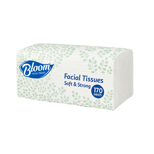 Box of Bloom 170 facial tissues on a transparent background