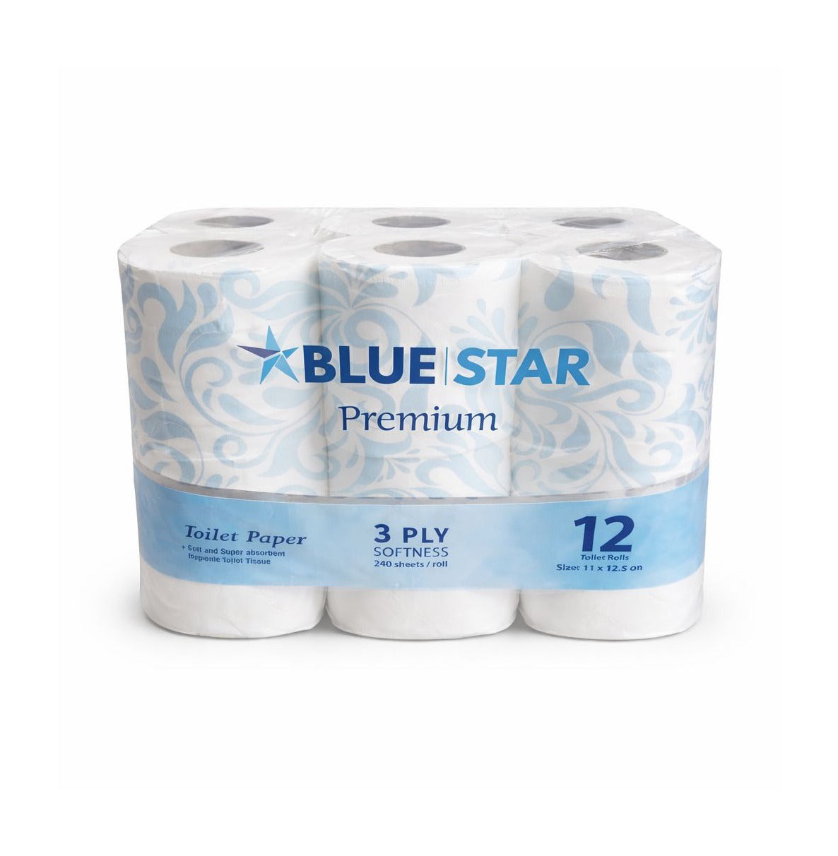 Blue Star Premium Toilet Paper – 3 Ply Softness, 12 Rolls Pack