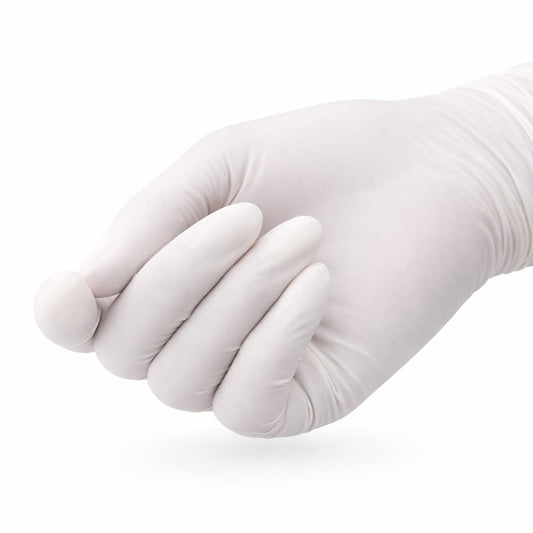 Premium Powdered Latex Gloves, High Elasticity & Comfortable Fit (White) 100 pieces pack