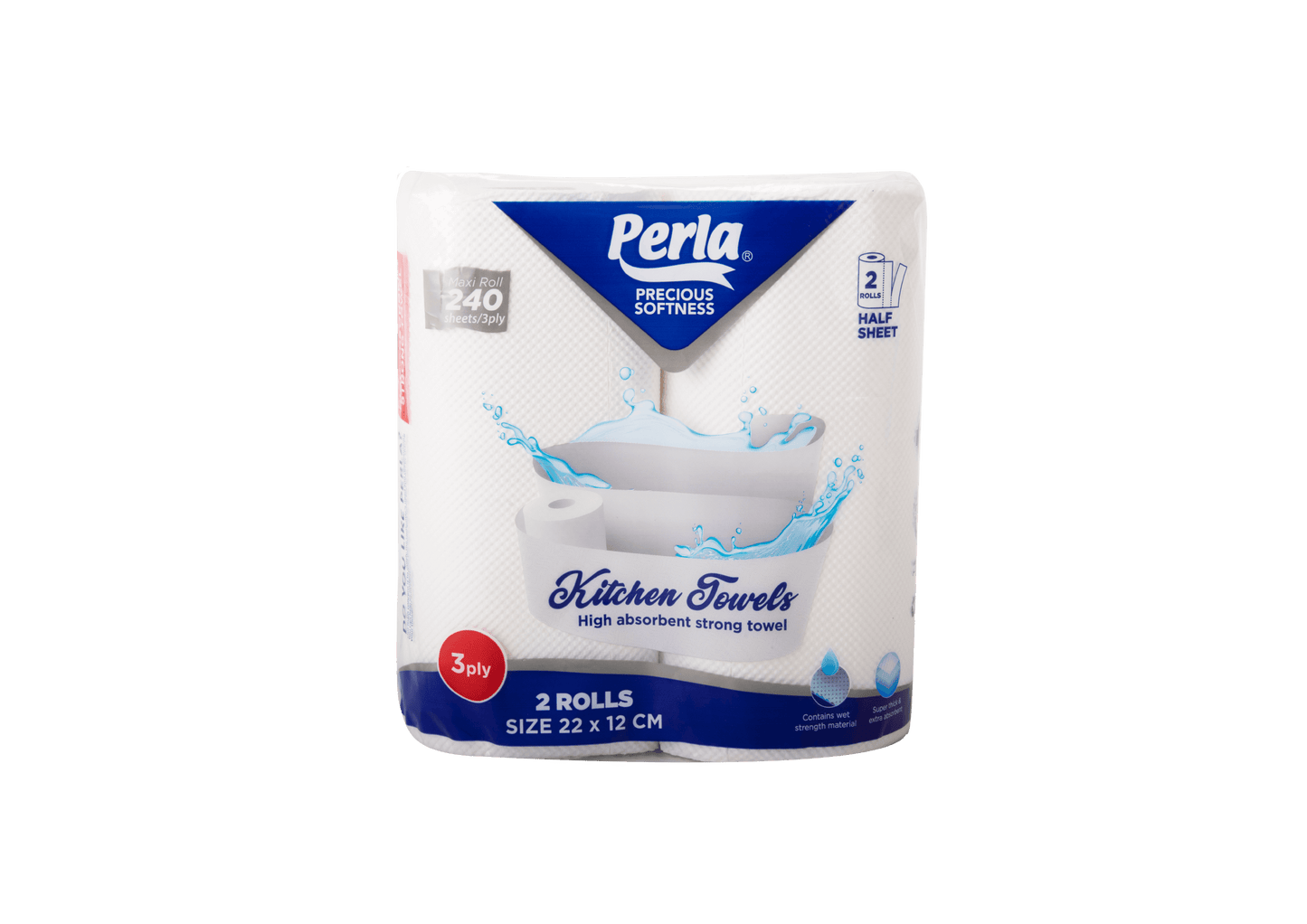 Perla kitchen towels packaging on a transparent background