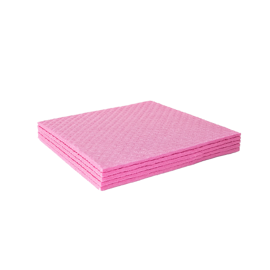 Stack of pink cloth pieces on a transparent background