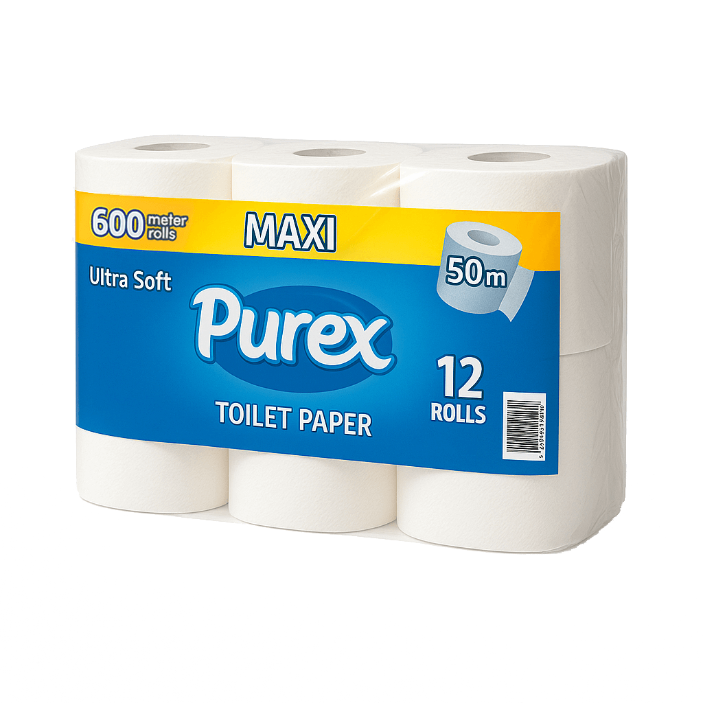 Toilet Paper Purex Maxi Roll on a transparent background