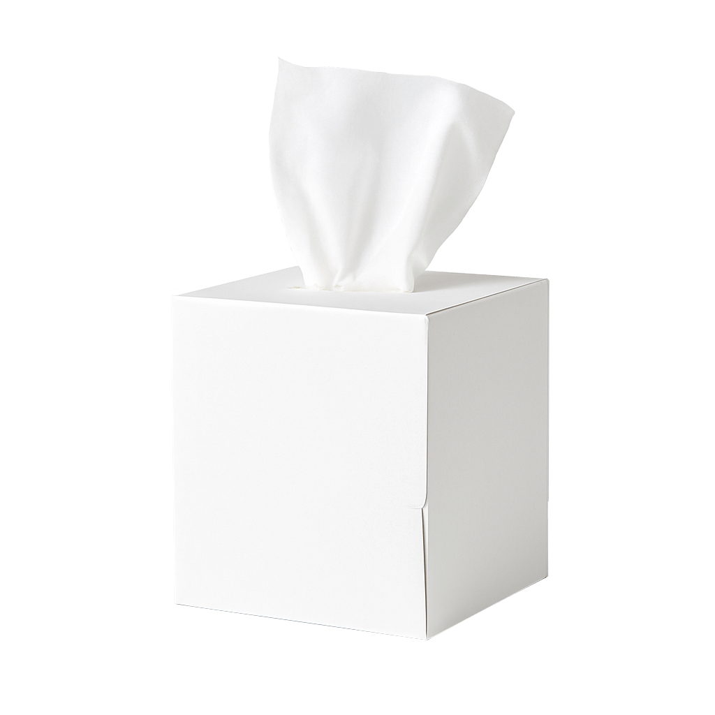 tissue Squared box white on a transparent background